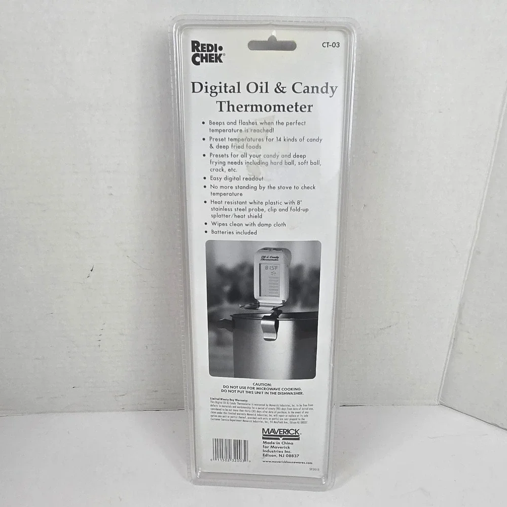 Maverick Redi Chek Digital Oil Candy Thermometer CT-03 White 8 in Probe NEW